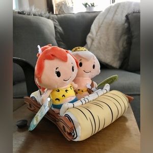 NEW Hallmark Itty Bittys Pebbles & Bamm-Bamm Flintstone Mobile Car Plush Set